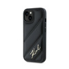 Karl Lagerfeld Diagonal gesteppte Schrift - iPhone 14 / 15 / 13 Tasche (schwarz)