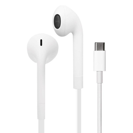 Écouteurs stéréo PURO ICON - Écouteurs à câble plat USB-C avec microphone et télécommande (blanc)