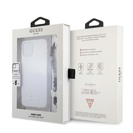 Guess Black Pearl Strap - iPhone 12 / iPhone 12 Pro Tasche (Transparent)