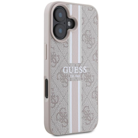 Guess 4G Printed Stripes MagSafe - Coque pour iPhone 16 (rose)