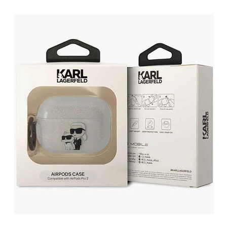 Karl Lagerfeld Glitter NFT Karl & Choupette - Pouzdro na AirPods Pro 2 (průhledné)