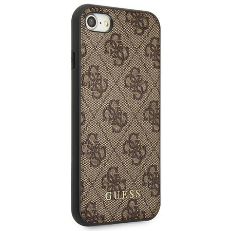 Guess 4G Metal Gold Logo - pouzdro pro iPhone SE 2022 / SE 2020 / 8 / 7 (hnědé)