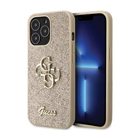 Guess Glitter Script Big 4G - iPhone 13 Pro Case (Gold)