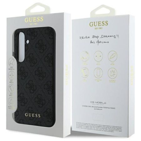 Guess 4G Metal Gold Logo - pouzdro pro Samsung Galaxy S24 FE (šedé)