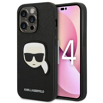 Karl Lagerfeld Saffiano Karl Head Patch Case - iPhone 14 Pro Case (black)