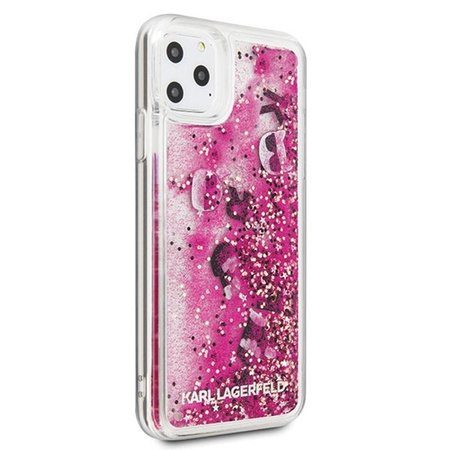 Karl Lagerfeld Glitter Liquid Floatting Charms - pouzdro pro iPhone 11 Pro Max (růžové plovoucí přívěsky)