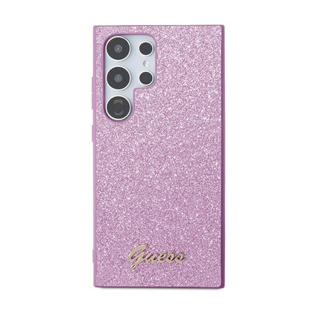 Pouzdro Guess Glitter Flakes Metal Logo - Samsung Galaxy S24 Ultra Case (fialové)