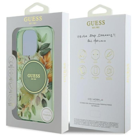 Guess IML Flower & Tonal Circle MagSafe - Case for iPhone 16 Pro Max (Green)