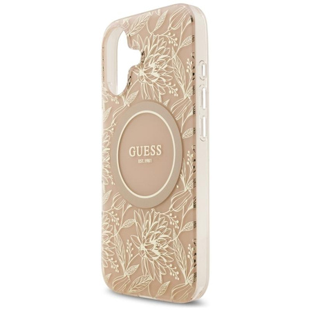 Guess IML Flowers Electro Pearl Strap MagSafe - Pouzdro iPhone 17 (růžový)