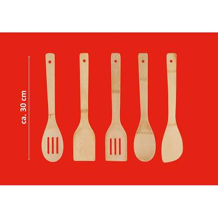 Alpina - Set of bamboo cooking utensils 5 pcs. with stand (graphite)