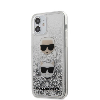 Karl Lagerfeld Liquid Glitter 2 Heads - pouzdro pro iPhone 12 Mini (stříbrné)