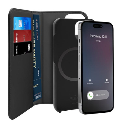 PURO Wallet Detachable MagSafe - Étui 2-en-1 pour iPhone 14 Plus (noir)