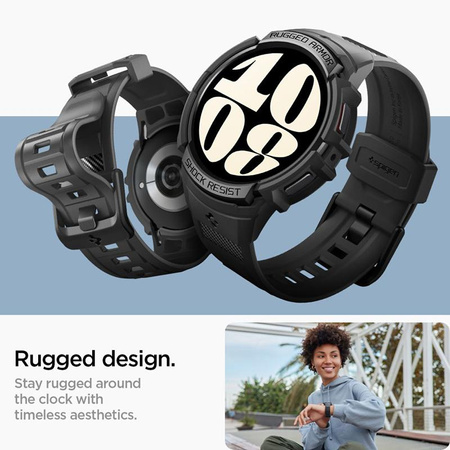 Spigen Rugged Armor Pro - Bracelet + étui pour Samsung Galaxy Watch 6 40 mm (Noir)