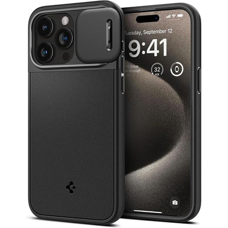 Spigen Optik Armor Mag Mag MagSafe - tok iPhone 15 Pro Max készülékhez (fekete)