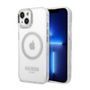 Guess Metal Outline MagSafe - iPhone 14 Tasche (Transparent / Silber)