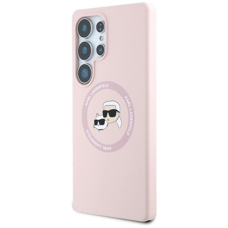 Karl Lagerfeld Silikon Doppelköpfe und Kreis MagSafe - Samsung Galaxy S25 Ultra Case (rosa)