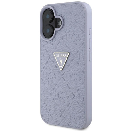 Guess Hot Stamp 4G Pattern Triangle Metal Logo - Coque pour iPhone 16 (violet)