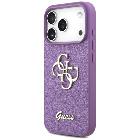 ETUI DO IPHONE 17 PRO GUESS GLITTER ORYGINALNE FIOLETOWE BROKATOWE MODNE