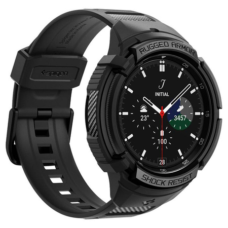Spigen Rugged Armor Pro - Bracelet + étui pour Samsung Galaxy Watch 6 Classic 47 mm (Noir)