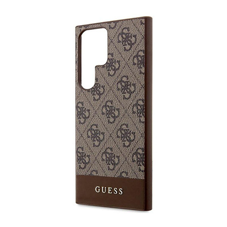 Guess 4G Bottom Stripe Metal Logo Collection - Etui Samsung Galaxy S23 Ultra (brązowy)