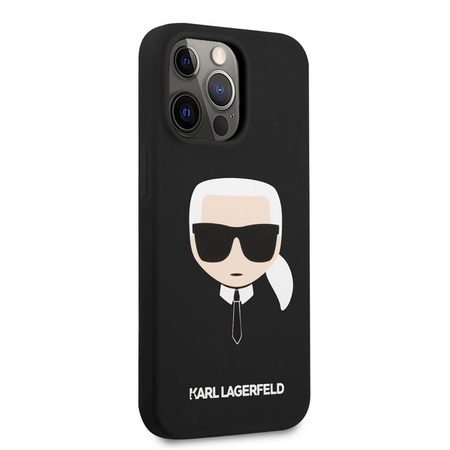 Silikonové pouzdro Karl Lagerfeld Iconic Karl`s Head - iPhone 13 Pro Max (černé)