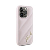 Karl Lagerfeld Diagonal Quilted Script - Coque pour iPhone 15 Pro (rose)