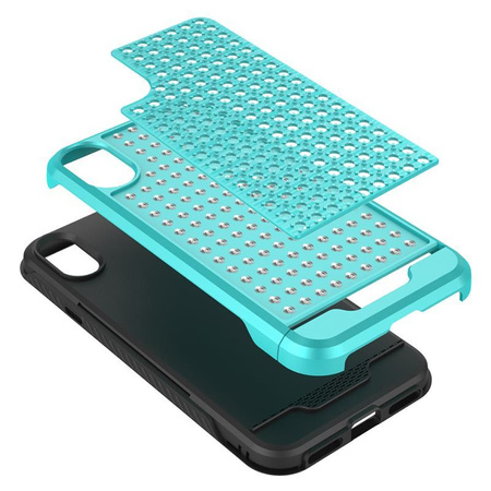 Zizo Star Diamond Hybrid Cover for iPhone X (Teal/Black)