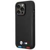 BMW Leder Hot Stamp Tricolor - iPhone 14 Pro Tasche (Schwarz)