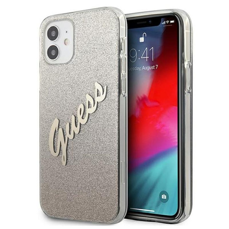 Guess Glitter Gradient Script - Coque pour iPhone 12 mini (or)