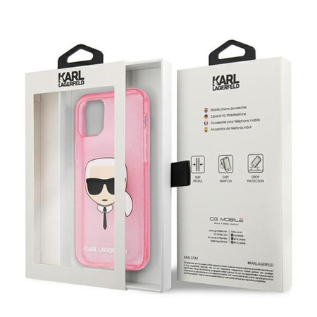 Karl Lagerfeld Karl's Head Glitter - Coque pour iPhone 13 Mini (rose)