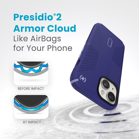 Speck Presidio2 Grip ClickLock & MagSafe - Case for iPhone 15 / iPhone 14 / iPhone 13 (Future Blue/Purple Ink)