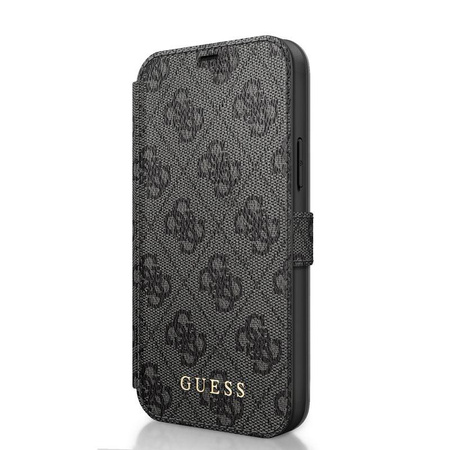 Guess Booktype 4G Charms Collection - iPhone 12 / iPhone 12 Pro tok kártyahelyekkel (szürke)