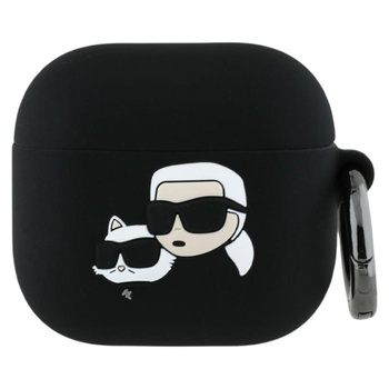 Karl Lagerfeld Silikon Karl & Choupette Kopf 3D - AirPods 4 Hülle (schwarz)