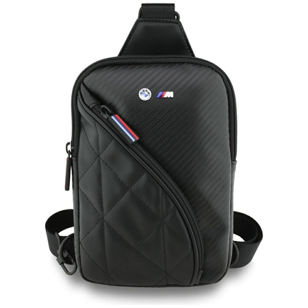 Borsa a tracolla per telefono BMW Carbon Pocket e logo in metallo (nera)