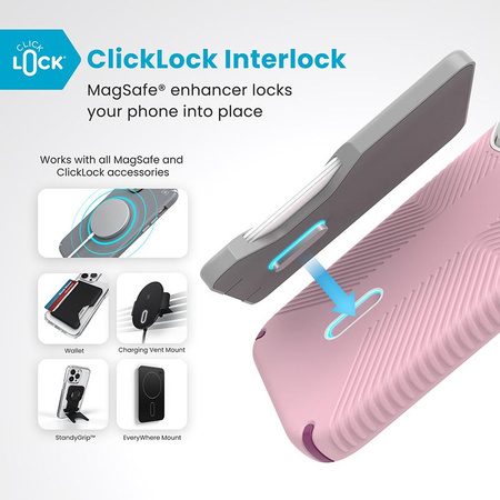 Speck Presidio2 Grip ClickLock & MagSafe - pouzdro pro iPhone 16 Pro (Wednesday Pink / Boysenberry Purple / White)