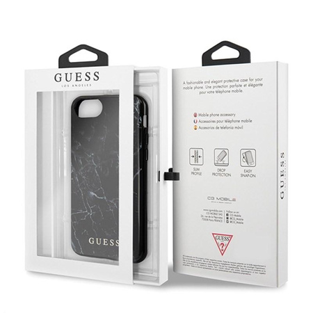 Guess Marble - Coque iPhone SE 2020 / 8 / 7 (Noir)