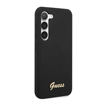 Guess Silicone Script Metal Logo - pouzdro pro Samsung Galaxy S23 (Black)