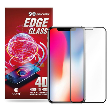 Crong Edge Glass 4D Full Glue - Verre trempé plein écran pour iPhone 11 Pro / iPhone Xs / X