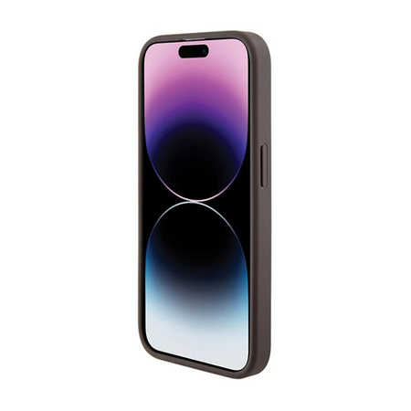 Guess Grip Stand 4G Triangle Strass Logo - pouzdro pro iPhone 15 Pro Max (hnědé)