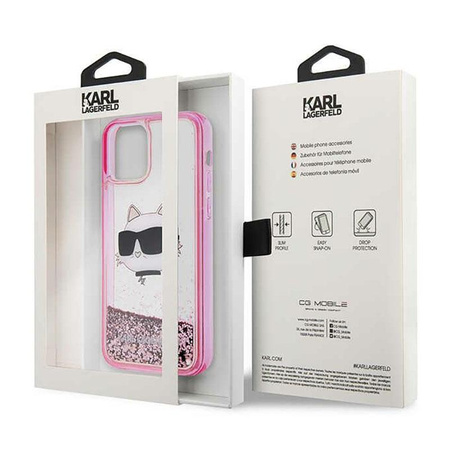 Karl Lagerfeld Liquid Glitter NFT Choupette Head - iPhone 12 / iPhone 12 Pro Case (pink)