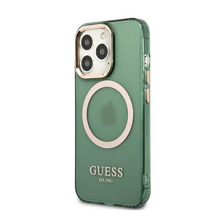 Guess Gold Outline Translucent MagSafe - iPhone 13 Pro Max Case (green)