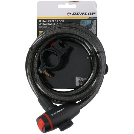 ZAPIĘCIE ROWEROWE CZARNE LINKA NA KLUCZ BLOKADA, do Roweru, Dunlop, 180 cm