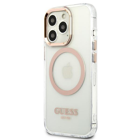 Guess Metal Outline Magsafe - iPhone 13 Pro Max tok (átlátszó / arany)