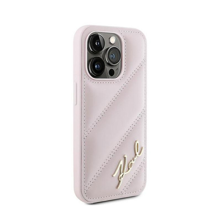 Karl Lagerfeld Diagonal Quilted Script - iPhone 15 Pro Max Case (pink)