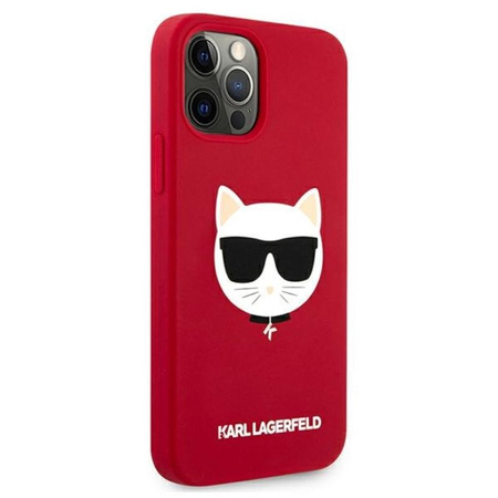 Karl Lagerfeld Choupette Head Silicone - Coque iPhone 12 / iPhone 12 Pro (rouge)