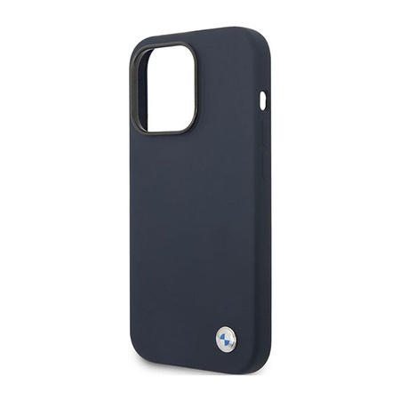 BMW Liquid Silicone Case Metal Logo - iPhone 14 Pro Case (navy blue)