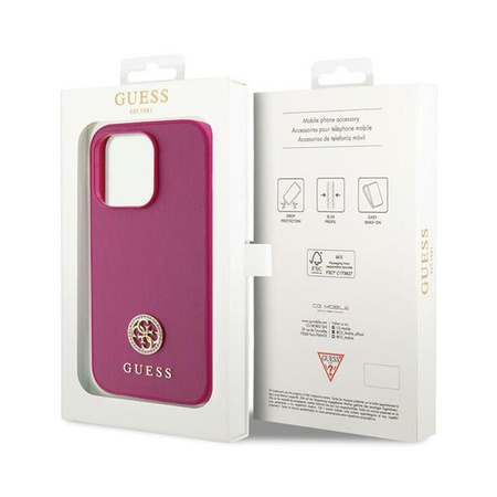 Guess 4G Strass Metal Logo - Coque iPhone 15 Pro (rose)