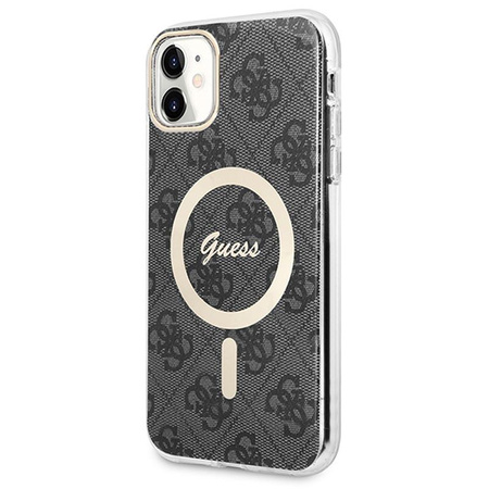 Guess Bundle Pack MagSafe 4G - MagSafe iPhone 11 case + charger set (black/gold)