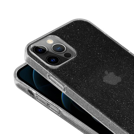 Crong Glitter Case - Etui iPhone 12 Pro Max (przezroczysty/srebrny)