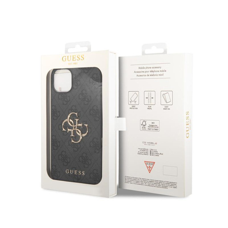 Guess 4G Big Metal Logo - Coque iPhone 15 (gris)